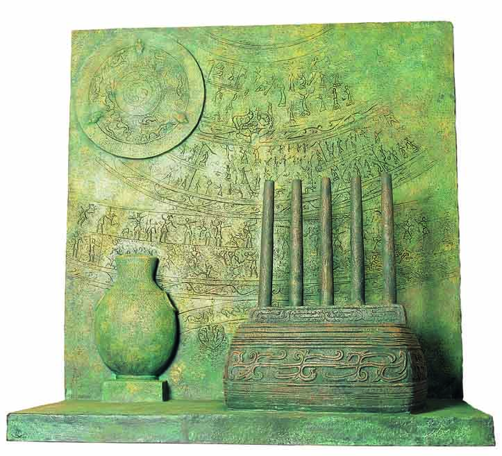 中國古代音樂文物雕塑大系：春秋　鐘形五柱樂器